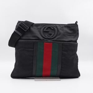 CD44 💖 Gucci Webbing Line Sherry Line Nylon Black Zip